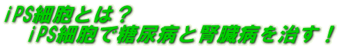 iPS細胞とは？ 　iPS細胞で糖尿病と腎臓病を治す！